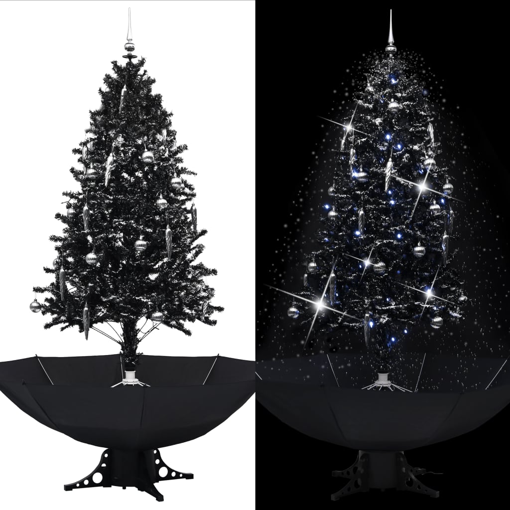 vidaXL Schneiender Weihnachtsbaum mit Schirmfuß Schwarz 190 cm PVC