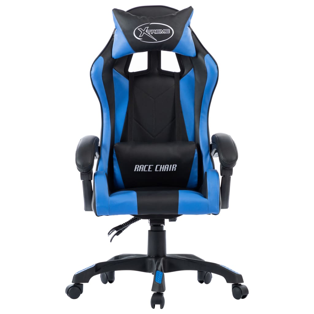 vidaXL Fauteuil de jeux vidéo Bleu Similicuir