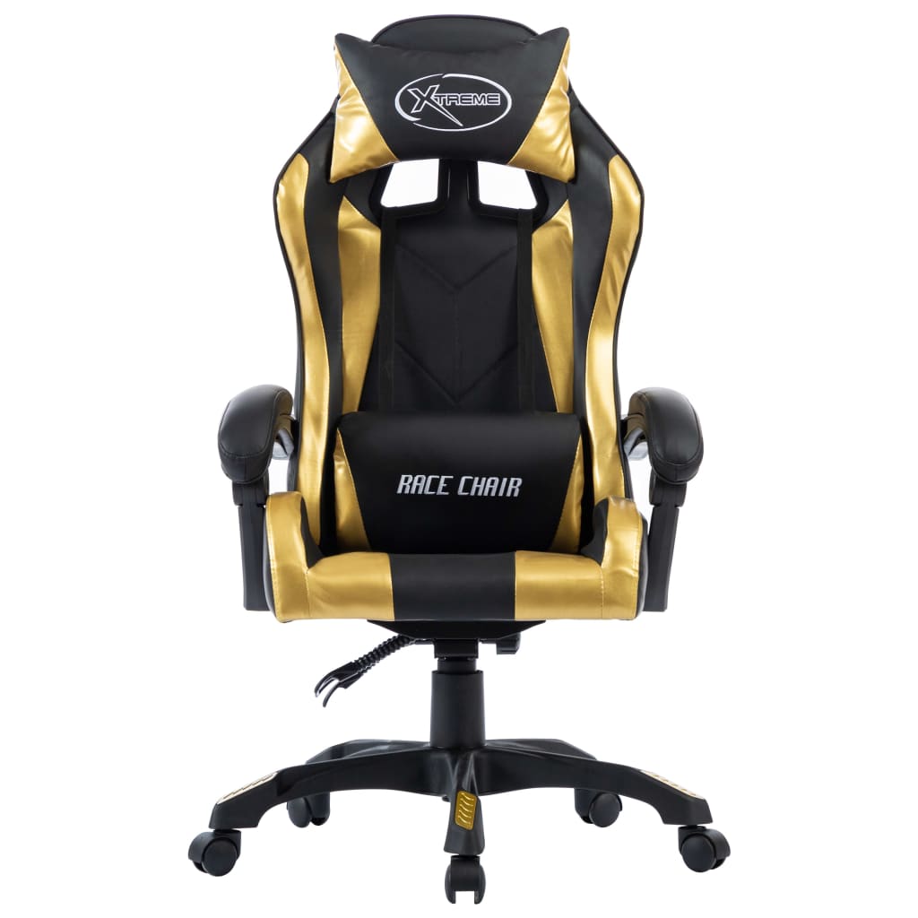 vidaXL Žaidimų kėdė, auksinės spalvos, dirbtinė oda