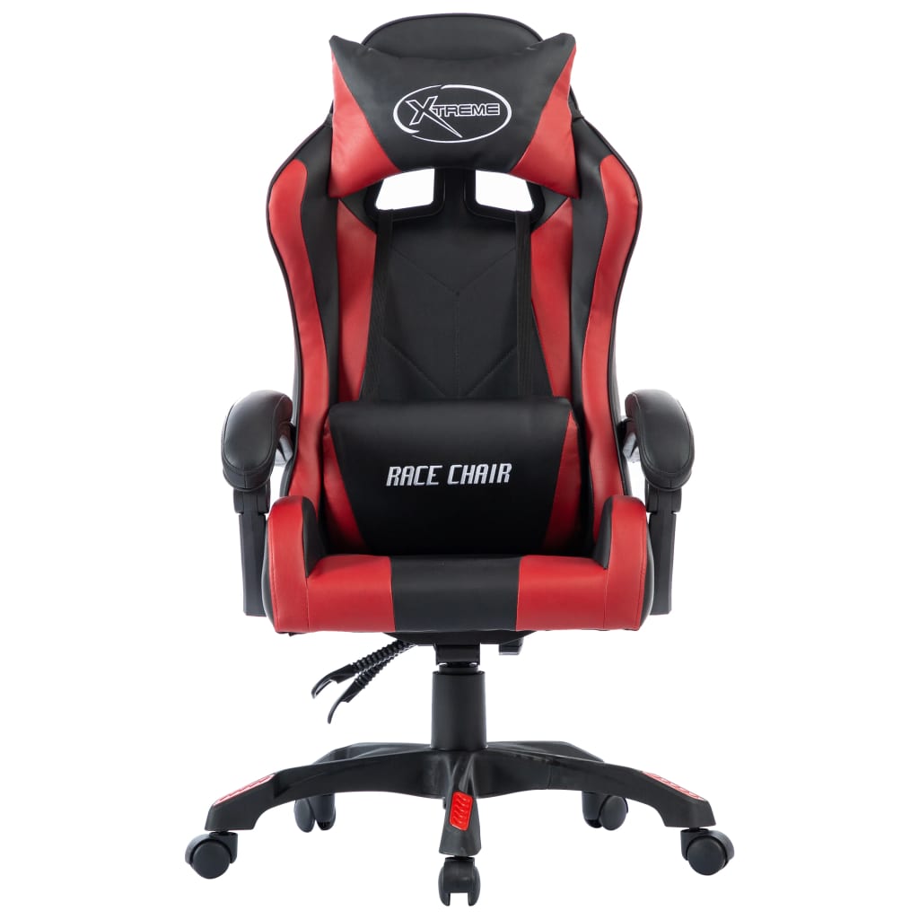 vidaXL Silla gaming de cuero sintético vino tinto