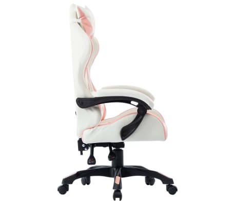 Silla Gaming Giratoria Cuero Sintético Blanco Y Negro Vidaxl Con