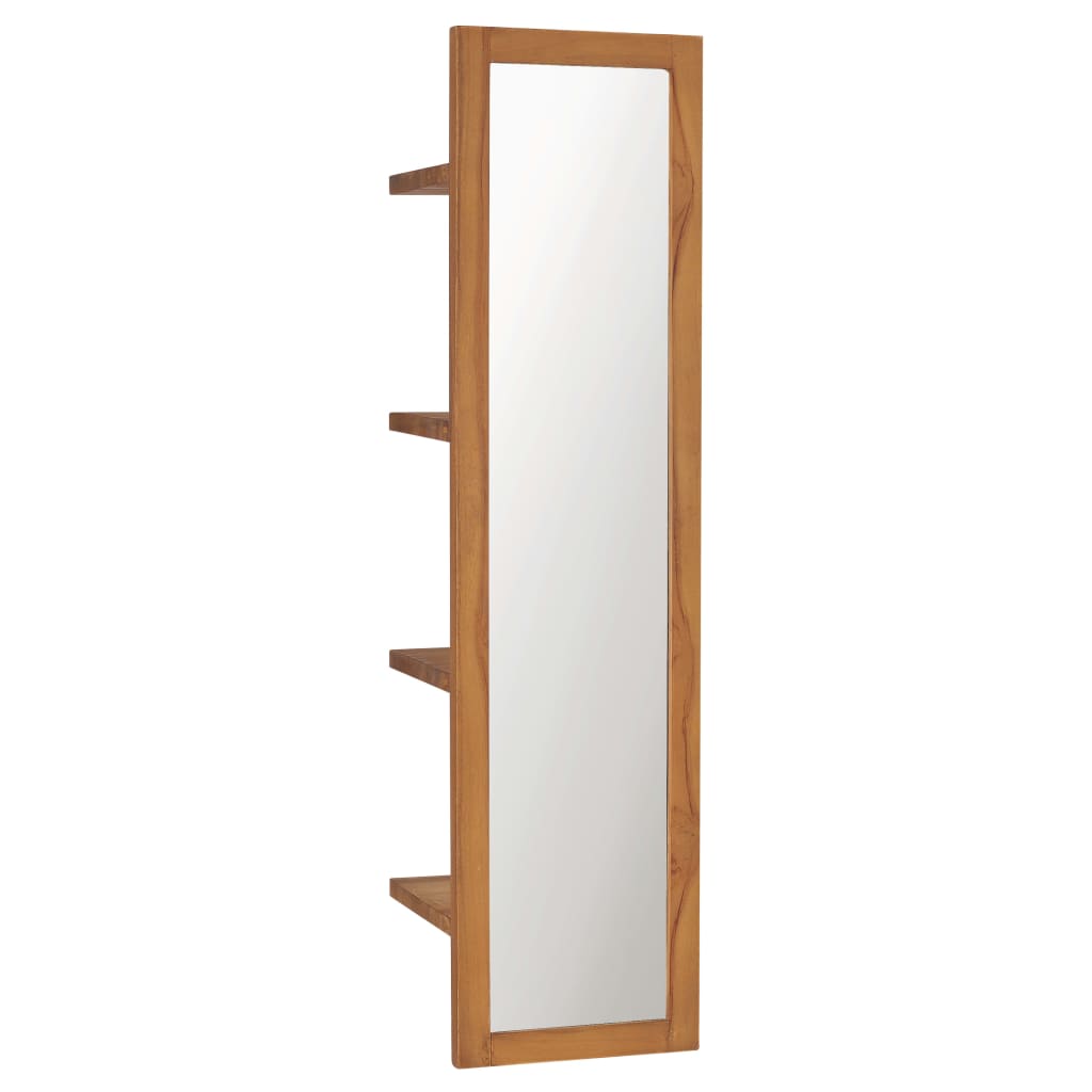vidaXL Oglindă de perete cu rafturi, 30x30x120 cm, lemn masiv de tec
