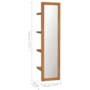 Nástěnné zrcadlo s poličkami 30 x 30 x 120 cm masivní teak - obrázek 6