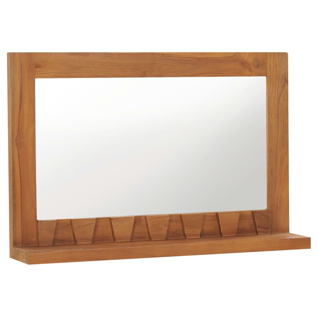 Image of vidaXL Wall Mirror with Shelf 60x12x40 cm Solid Teak Wood