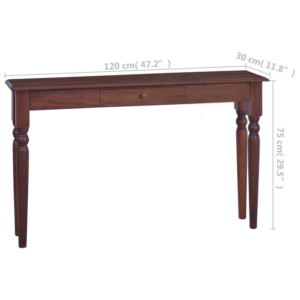 Masă consolă, maro clasic, 120 cm, lemn masiv de mahon