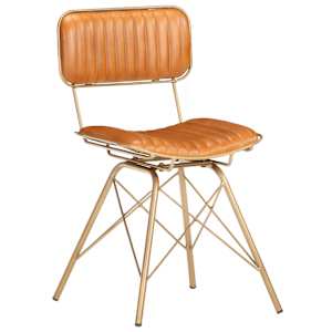 vidaXL spisebordsstole 2 stk. &aelig;gte gedeskind messing og brun