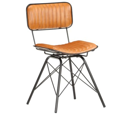 vidaXL Valgomojo kėdės, 2vnt., juodos ir rudos, tikra ožkos oda