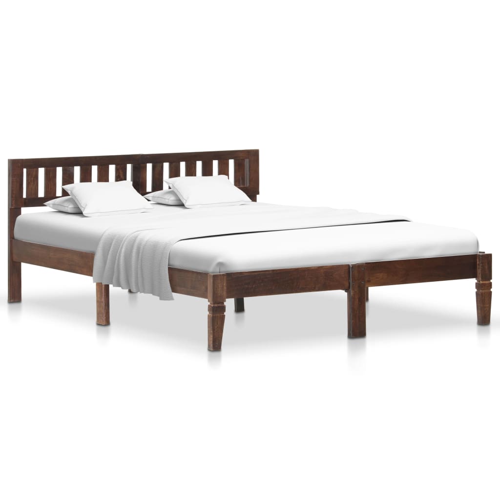 Bed Frame Solid Mango Wood 140 cm – Home and Garden | All Your Home ...