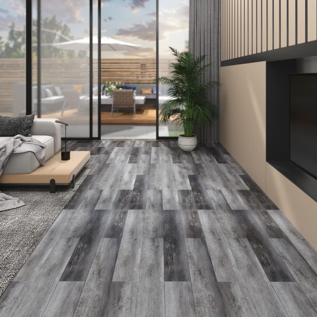 vidaXL PVC-Fliesen 5,02 m² 2 mm Selbstklebend Glänzend Grau