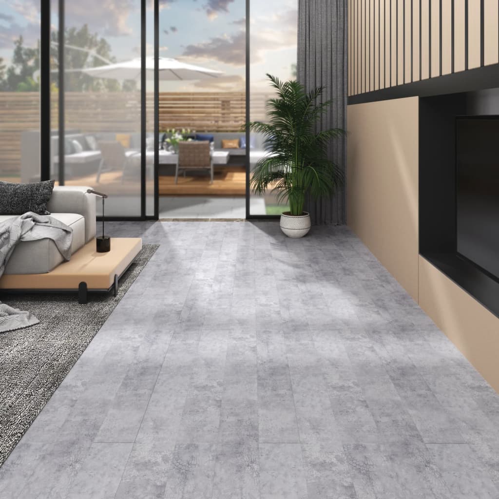 vidaXL ikke-selvklæbende gulvbrædder 5,26 m² 2 mm PVC cementgrå