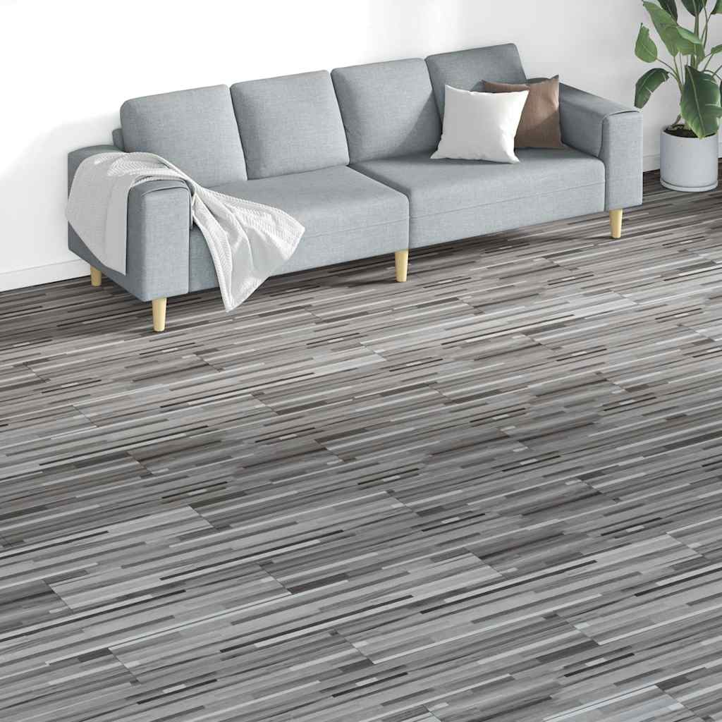 vidaXL PVC lattialankku ei-itsekiinnittyvä 5,26 m² 2 mm raidat harmaa