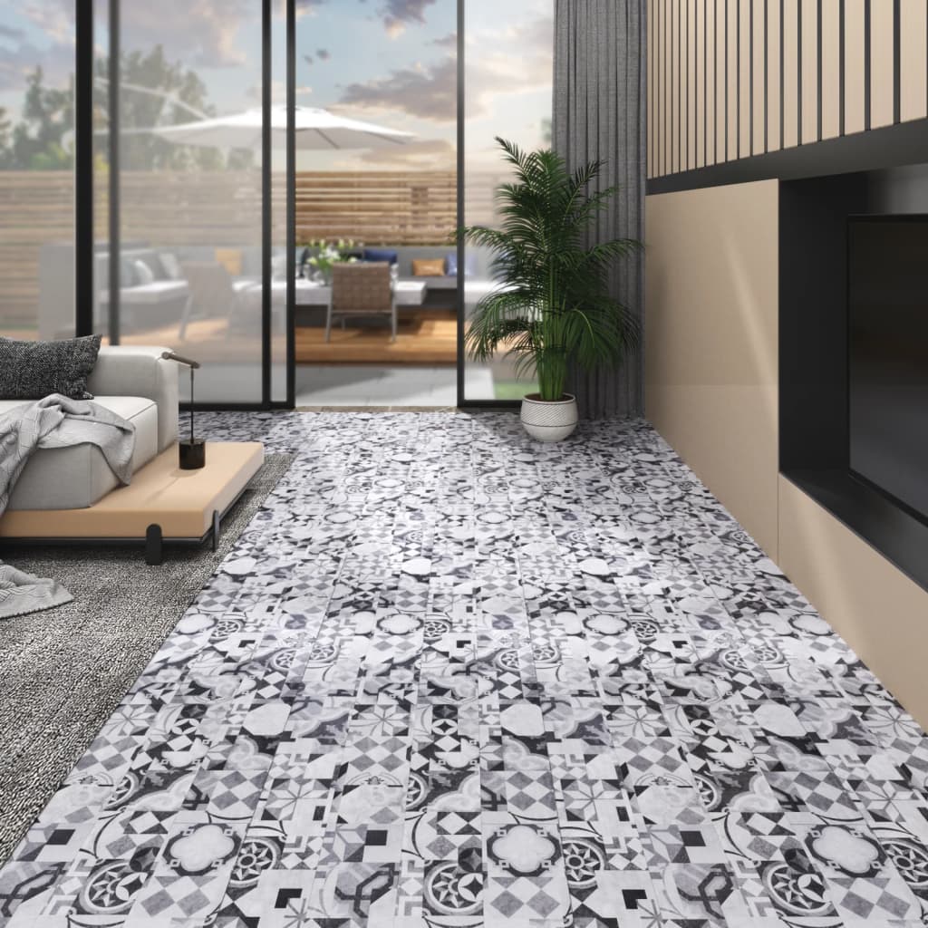 vida XL PVC-Laminat Nicht Selbstklebend 5,26 m² 2 mm Grau Muster