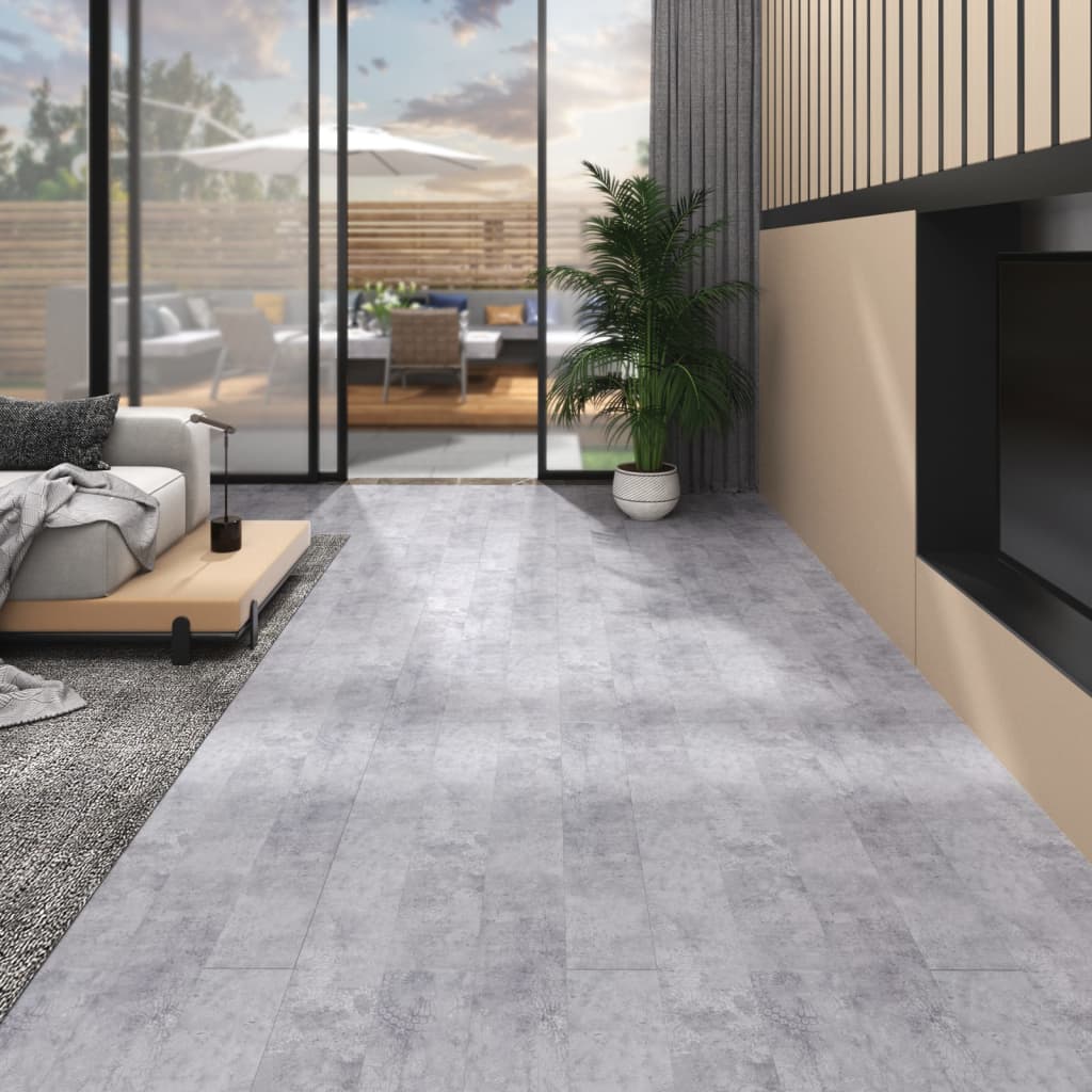 vidaXL ikke-selvklæbende gulvbrædder 4,46 m² 3 mm PVC cementgrå