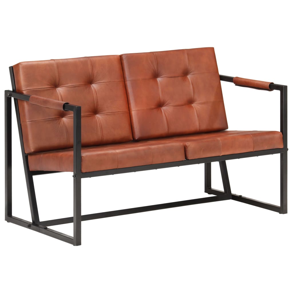 Image of vidaXL 2-Seater Sofa Brown Real Goat Leather
