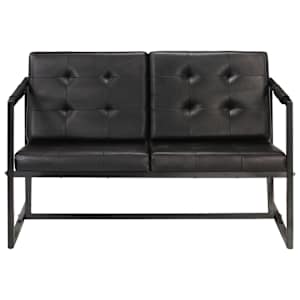 vidaXL Dvivietė sofa, juodos spalvos, tikra ožkos oda