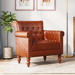 Fotelj rjavo pravo kozje usnje