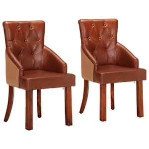 Jedilni stoli 2 kosa rjavo pravo kozje usnje