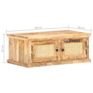 Konferenční stolek 90x50x35 cm masivní mangovník přírodní rákos - obrázek 7