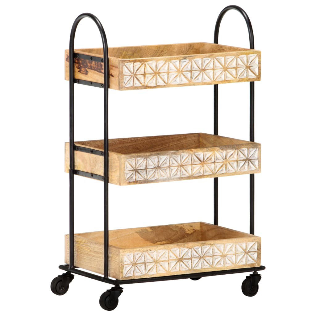 vidaXL Küchenwagen 3-stufig 46x30x76 cm Mango Massivholz