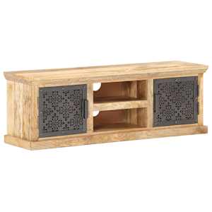 TV stolek s ocelovými dvířky 120 x 30 x 40 cm masivní mangovník - obrázek 11