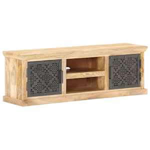 TV stolek s ocelovými dvířky 120 x 30 x 40 cm masivní mangovník - obrázek 12