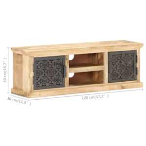 TV stolek s ocelovými dvířky 120 x 30 x 40 cm masivní mangovník - obrázek 8