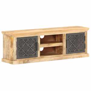 TV stolek s ocelovými dvířky 120 x 30 x 40 cm masivní mangovník - obrázek 10