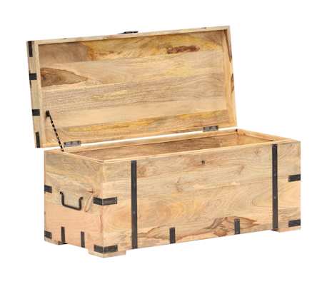Coffre De Rangement En Bois De Manguier Massif VidaXL - 90x40x45cm - Banc Ou Coffre - Pieds Acier