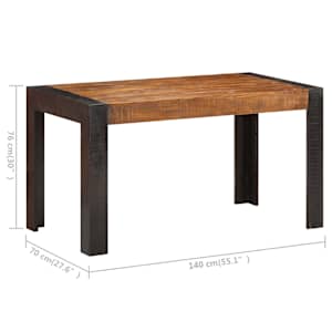 Jídelní stůl 140 x 70 x 76 cm masivní hrubé mangovníkové dřevo - obrázek 6