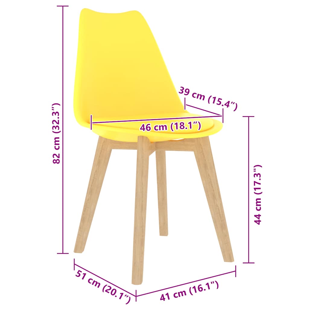 Трапезни столове, 2 бр, жълти, пластмаса