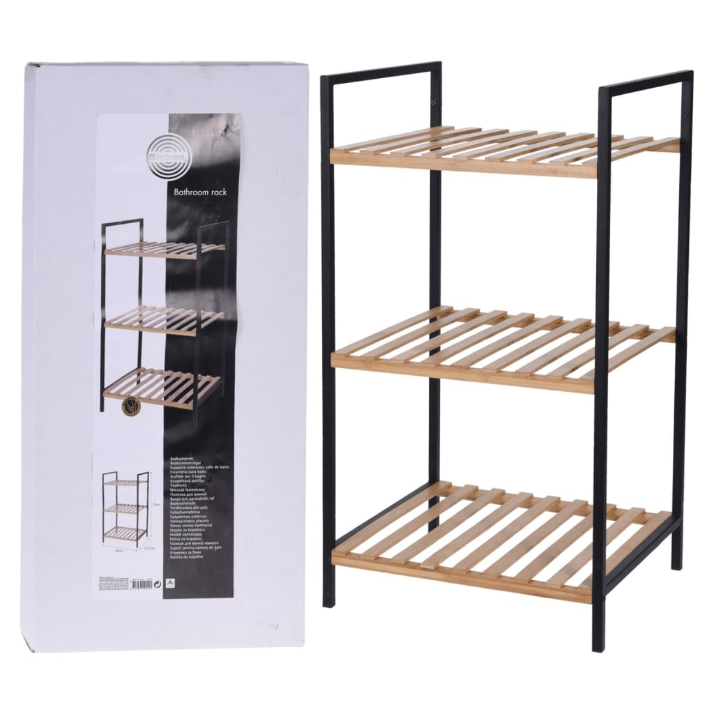 Bathroom Solutions Estantería de almacenaje con 3 estantes bambú acero