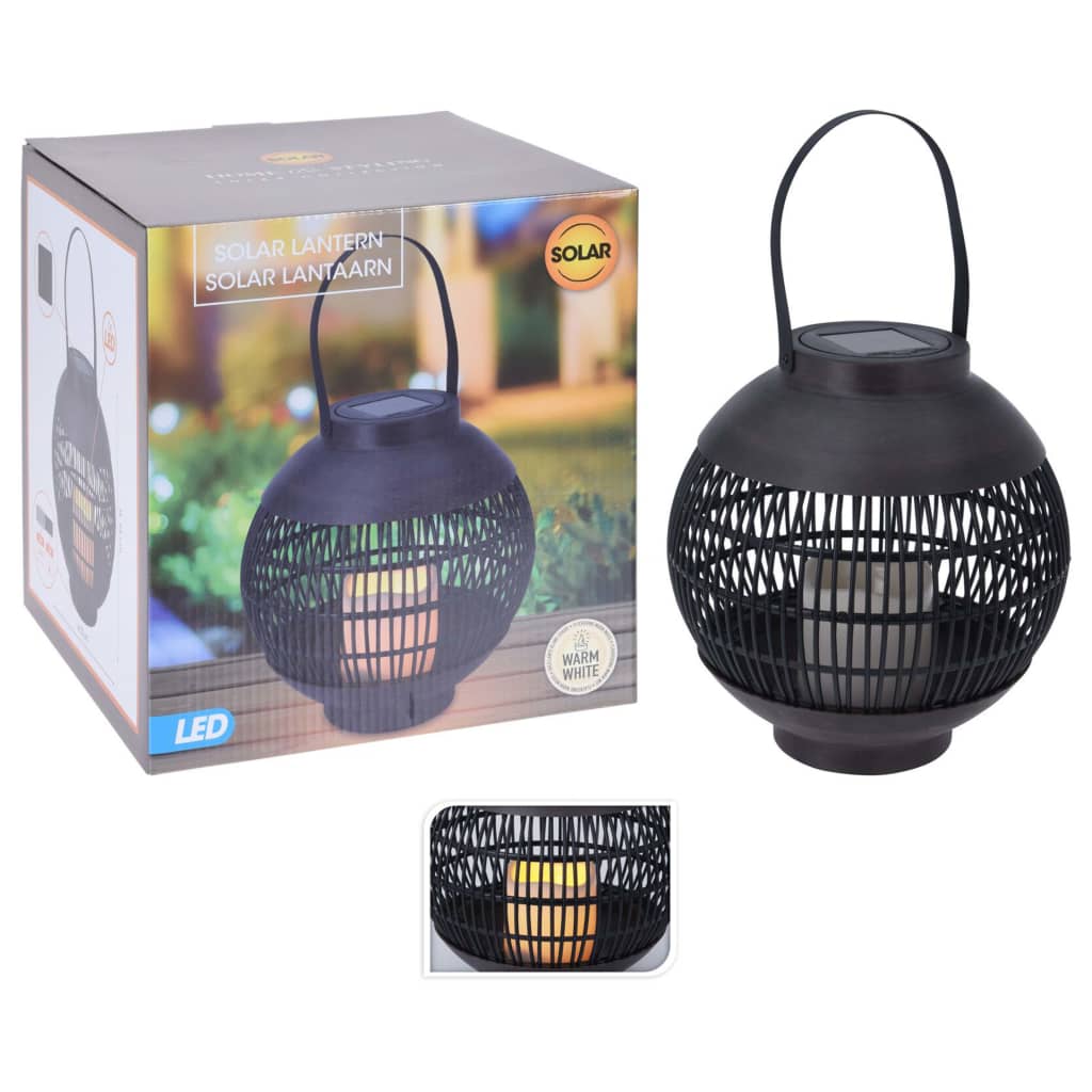 Petrashop ProGarden LED solární svítilna ratanová se svíčkou černá