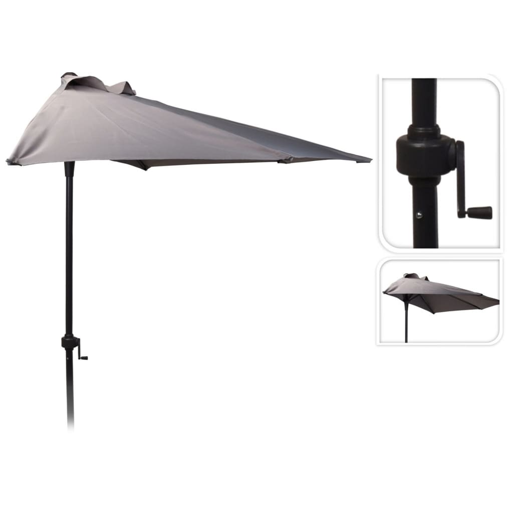 ProGarden Umbrelă de soare, gri deschis, 250 cm, semirotundă