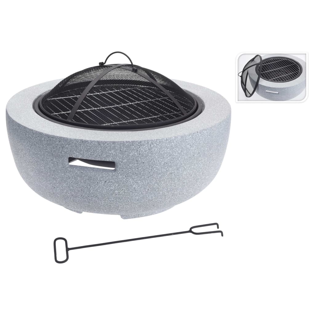 ProGarden Bol à feu avec grille de barbecue Rond Gris clair 60x25 cm