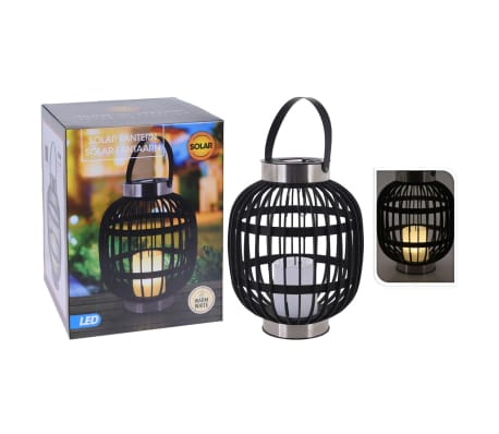 ProGarden Lantaarn met kaars solar LED zwart