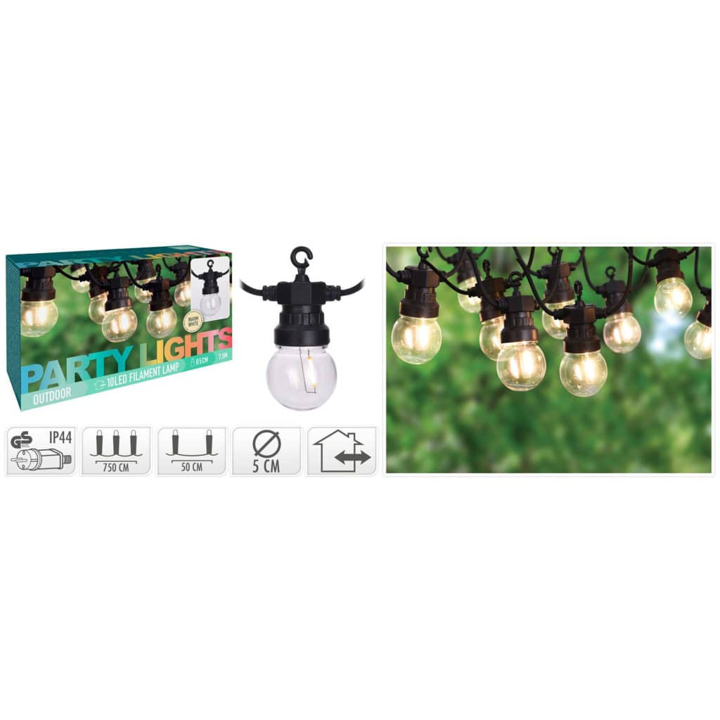 ProGarden LED Garten-Lichterkette 10 Lampen 24V