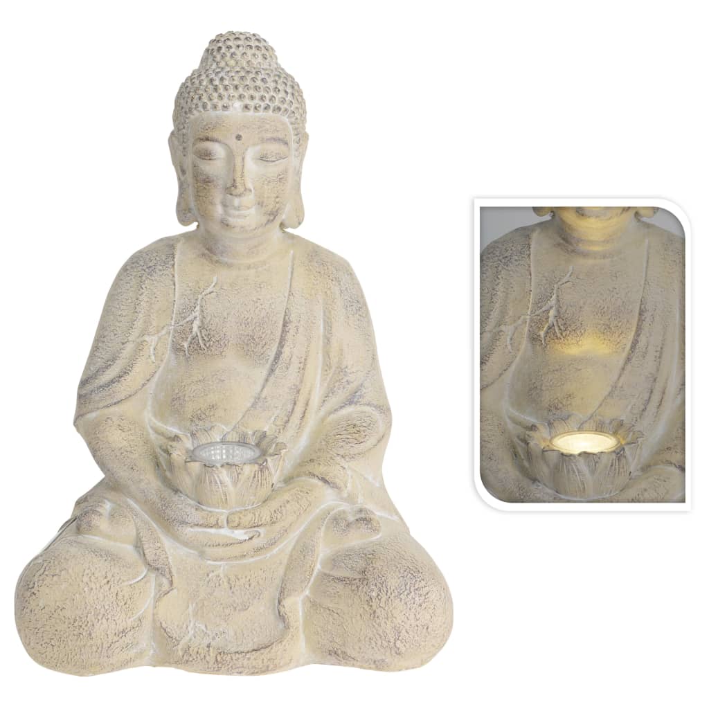 ProGarden Boeddha met solarlamp MGO crèmekleurig
