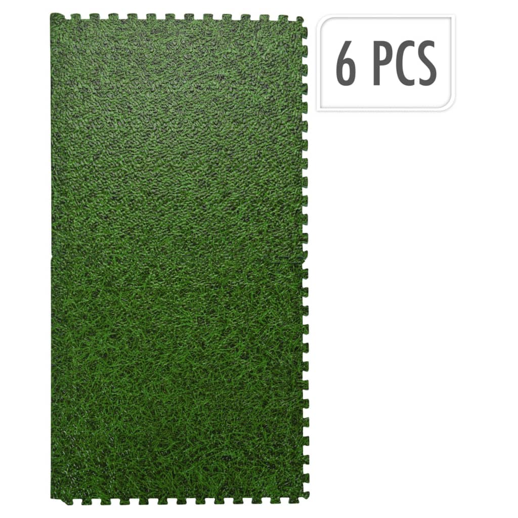 Afbeelding XQ Max Vloermatset 6 st tegels grasprint groen door Vidaxl.nl