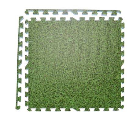 XQ Max Floor Mat Tiles Set Grass Print 6 pcs Green