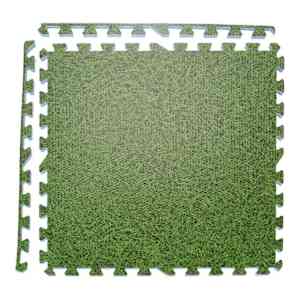 XQ Max Floor Mat Tiles Set Grass Print 6 pcs Green
