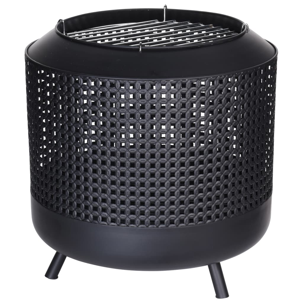 ProGarden Panier à feu avec grille de barbecue 50x51 cm Noir