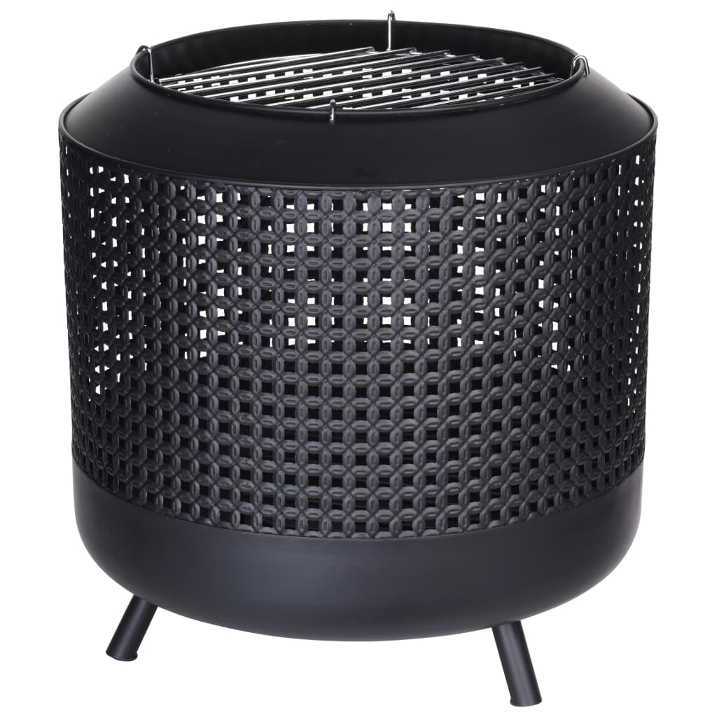 ProGarden Coș de foc cu grilaj pentru grătar, negru, 50×51 cm