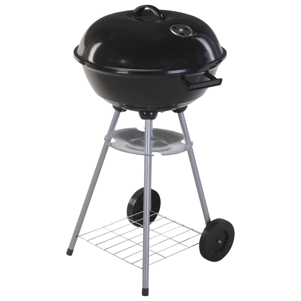 ProGarden Barbecue sous forme de bouilloire sur roues 46 cm Noir