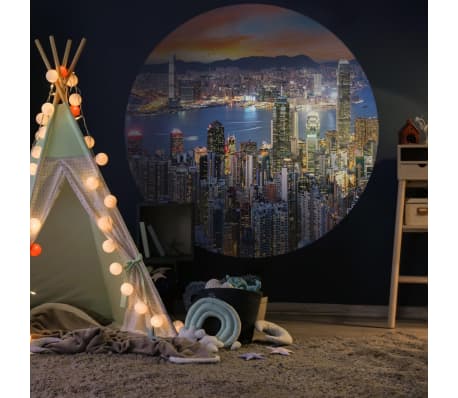 WallArt Tapetai Skyline by Night, 142,5cm, apskriti