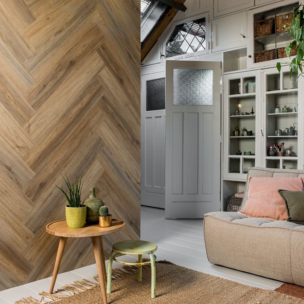 WallArt Planken hout-look natuurlijk eiken lichtbruin afbeelding