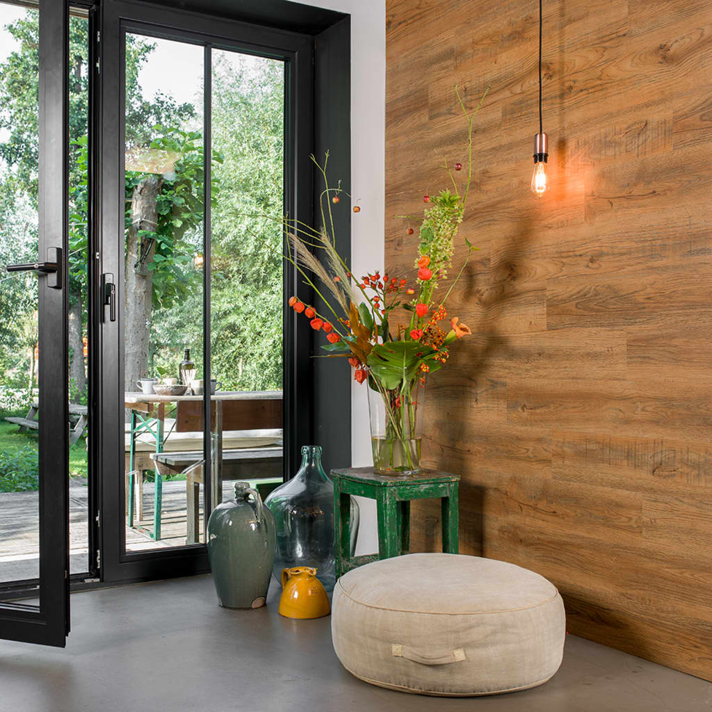 Alternativ bild 1 för WallArt WallArt träribbor i stil med återvunnen ek, rostbrun