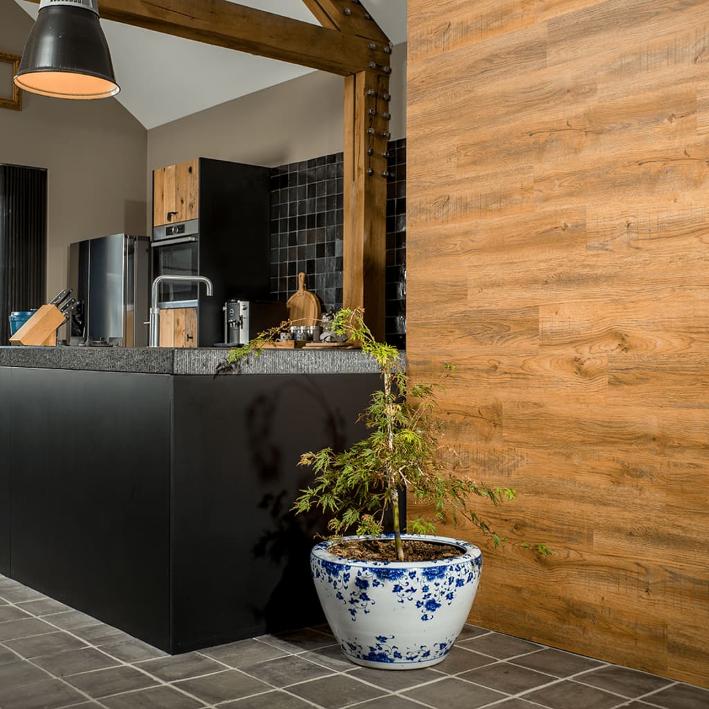 Alternativ bild 2 för WallArt WallArt träribbor i stil med återvunnen ek, rostbrun