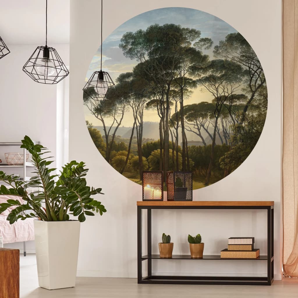 WallArt Papel de parede circular 'Umbrella Pines in Italy' 190 cm