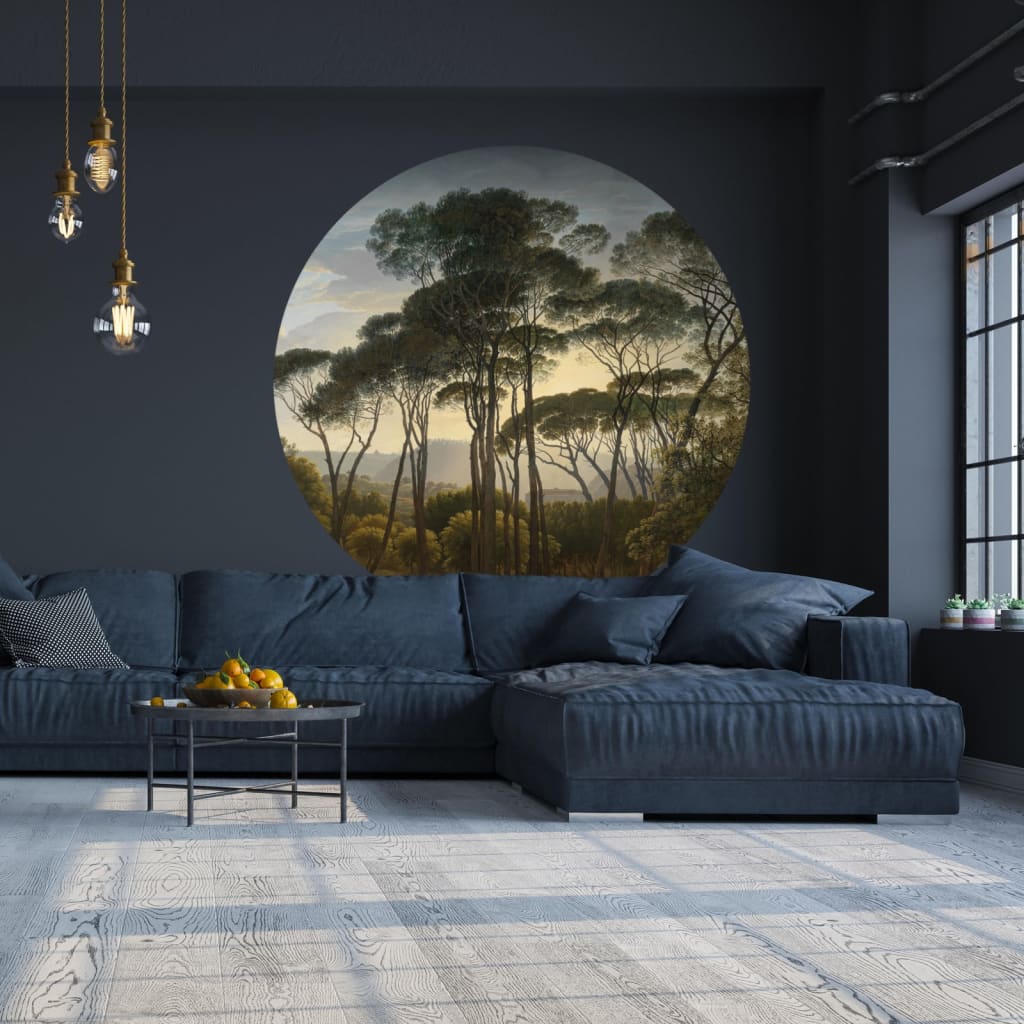 WallArt Tapet în formă de cerc „Umbrella Pines in Italy”, 142,5 cm