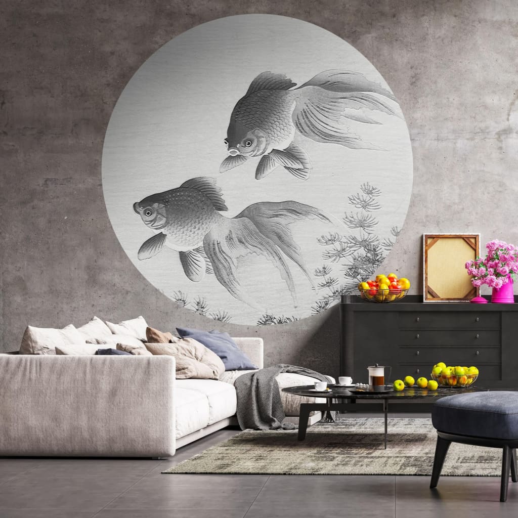 Wall Art Fototapete Two Goldfish Rund 190 cm